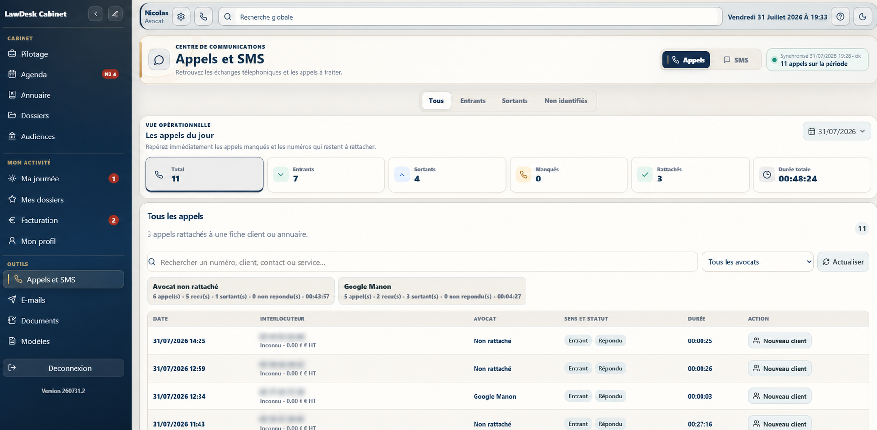 Suivi anonymisé des appels VoIP dans LawDesk App